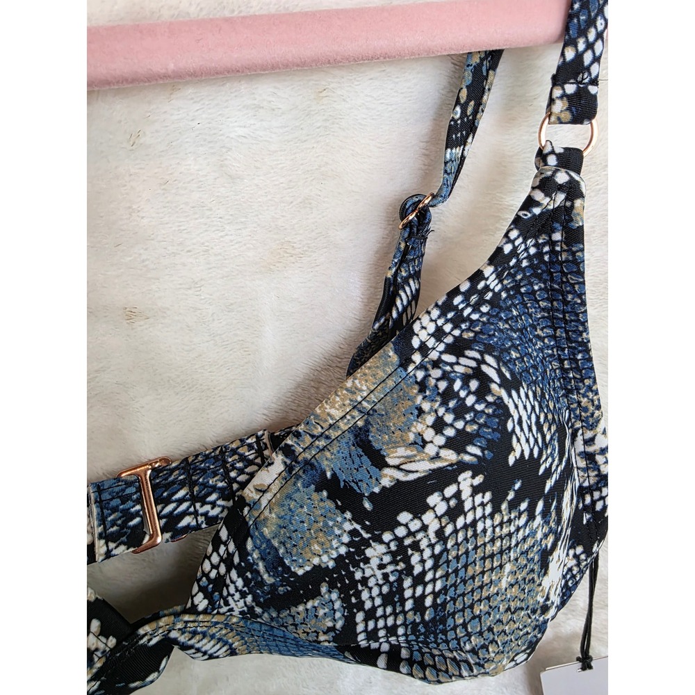 Shade & Shore Blue Snake Print Bikini Set Small Top Medium Bottoms AF018T AF019B - Picture 11 of 14